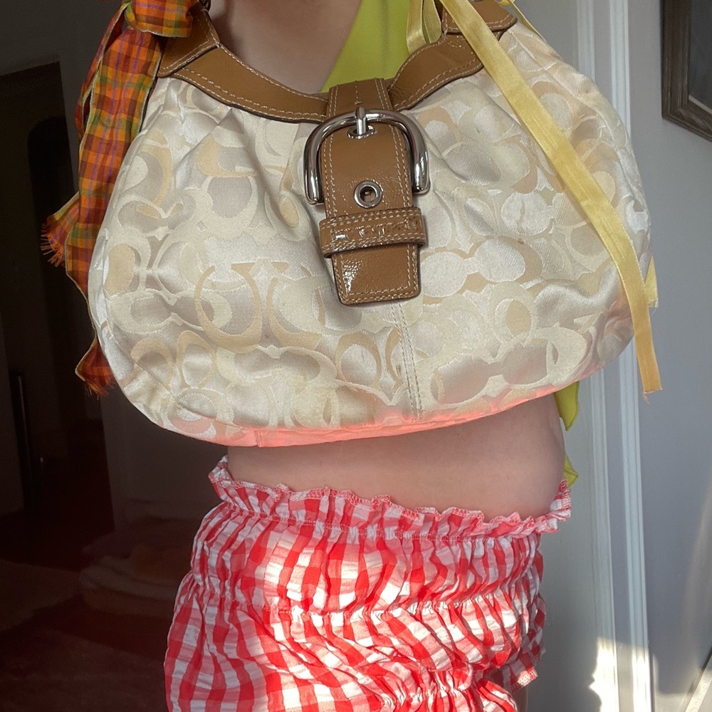 Coach jacquard cream shoulder bag